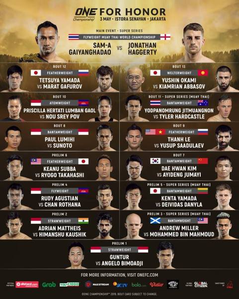 'ONE: For Honor' fight card